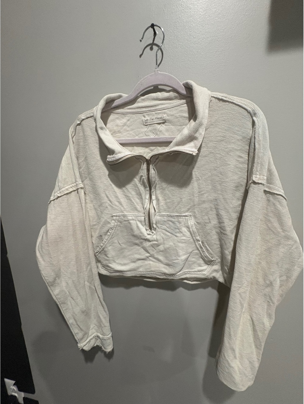 We The Free Cream Cropped Collared Pullover